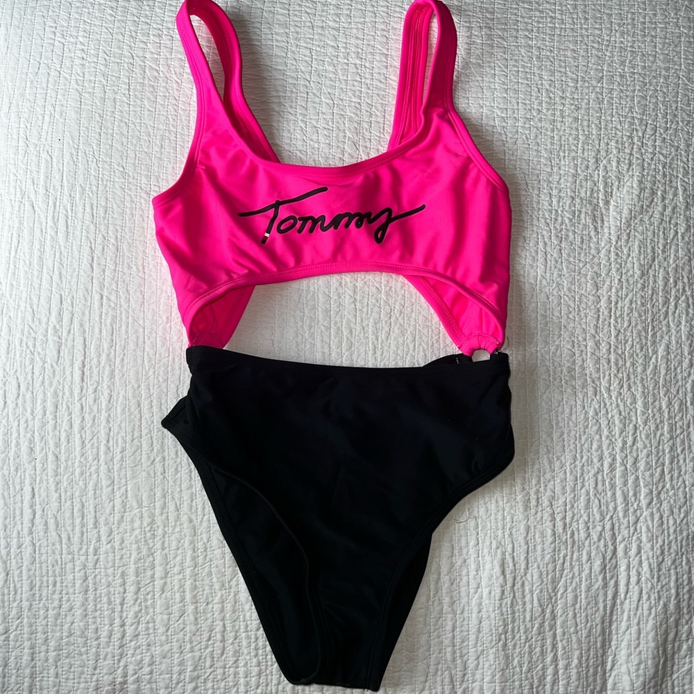 Tommy Hilfiger one piece swimsuit - size S - pink & black. Perfect condition